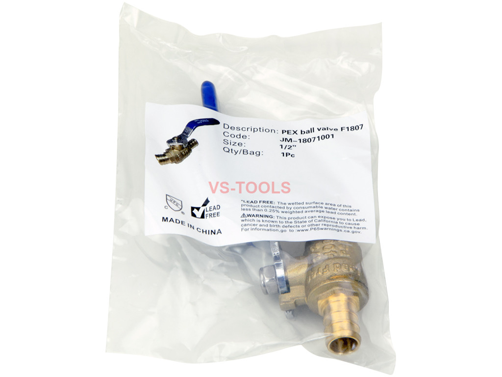 1/2in Full Port PEX Pipe Water Shut Off Brass Ball Valve